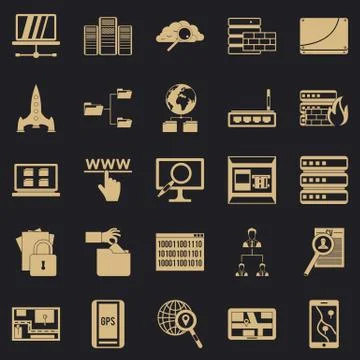 Internet protocol icons set, simple style Stock Illustration