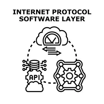 Internet protocol software layer connecting data technology system イラスト素材