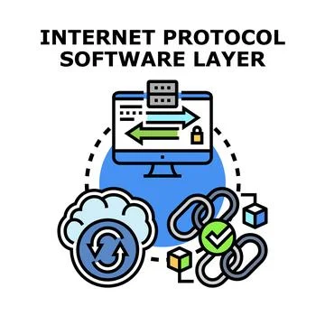 Internet protocol software layer data networking concept Stock Illustration