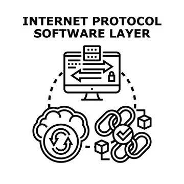Internet protocol software layer data networking concept Stock Illustration
