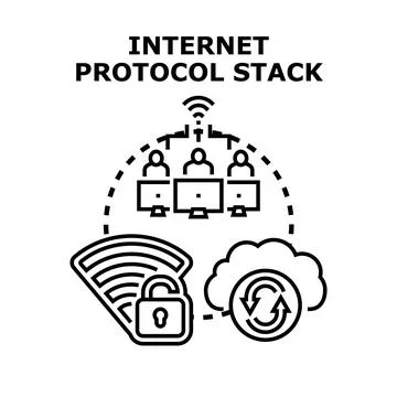 Internet protocol stack network connection concept illustration Stock Illustration