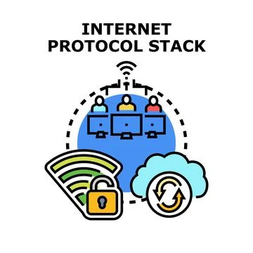 Internet protocol stack network connection concept illustration Stock Illustration