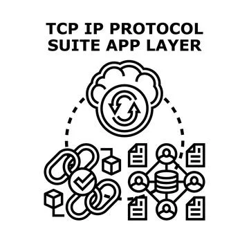 Internet protocol suite application layer concept Stock Illustration