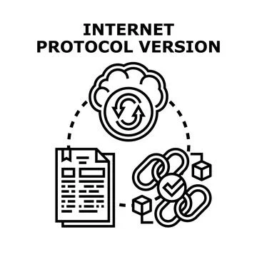 Internet protocol version concept with blockchain integration Stock Illustration
