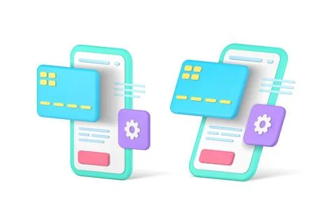 Internet purchase card payment settings smartphone user interface account 3.. 스톡 일러스트