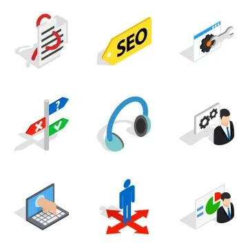 Internet reality icons set, isometric style Illustrazione stock