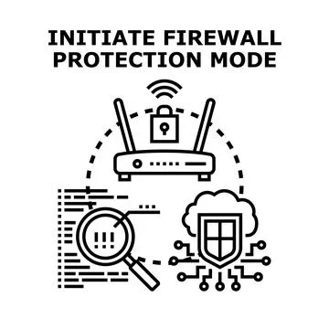 Internet router developing cyber security firewall protection Stock Illustration