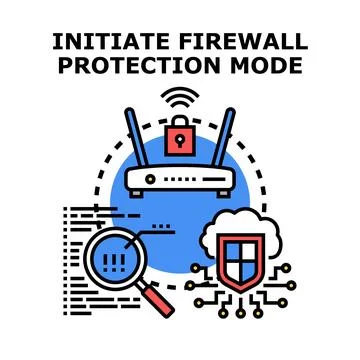 Internet router developing cyber security firewall protection Stock Illustration