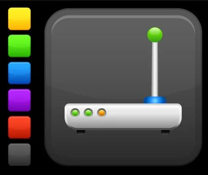 Internet router icon on square internet button Stock Illustration