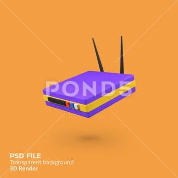 Internet Router Network isolated 3d render icon illustration PSD Template