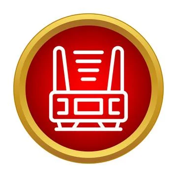 Internet router sending wireless network signal icon Ilustração Stock
