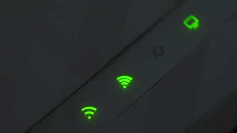 Internet router showing increasing wireless signal strength Stock Footage 307292045