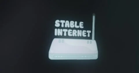 Internet router with text STABLE INTERNET Stock Footage 313867392