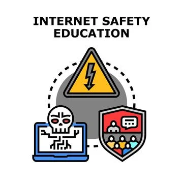 Internet safety education avoiding cyber treats and hazards Stock Illustration