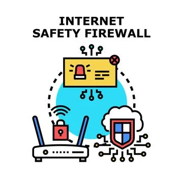 Internet safety firewall protecting computer network data Stock-Illustration