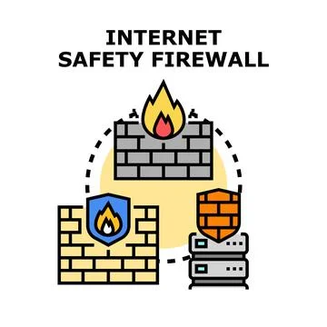 Internet safety firewall protecting global network security concept Stockillustratie