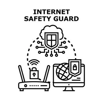 Internet safety guard concept protecting digital network Stock Illustration