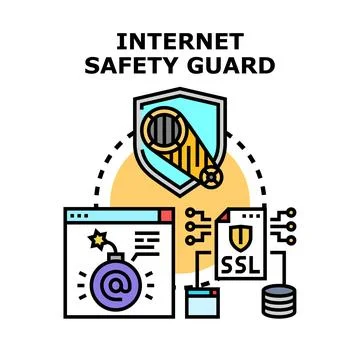 Internet safety guard protecting digital data and web security Stock Illustration