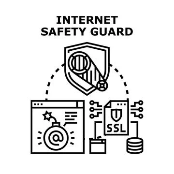 Internet safety guard protecting digital data and web security イラスト素材
