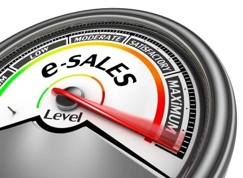 Internet sales commerce level to maximum conceptual meter Illustrazione stock