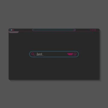 Internet search bar browser window dark theme design element interface mockup Stock Illustration