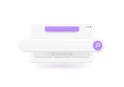 Internet search bar field window browsing website information exploration 3d  Illustrazione stock