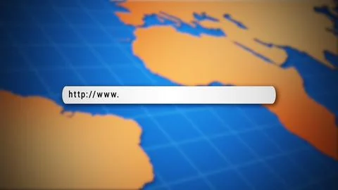 Internet search bar on world map Illustration