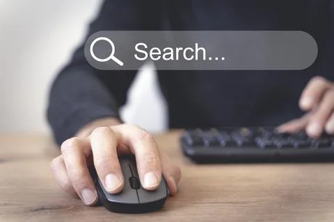 Internet search concept. User uses a computer with the Internet. Foto stock