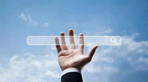 Internet search data browsing data with search bar, man holding search bar on Stock Photos