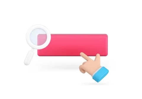 Internet search engine optimization information finding field bar click 3d ic Illustrazione stock