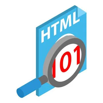 Internet search icon isometric vector. Magnifying glass and html file icon Illustration