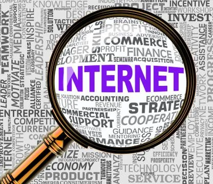 Internet Search Indicating Gathering Data And Network Illustrazione stock