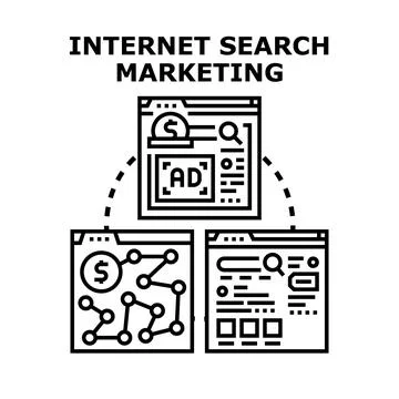 Internet search marketing optimizing ad placement strategy Stock Illustration