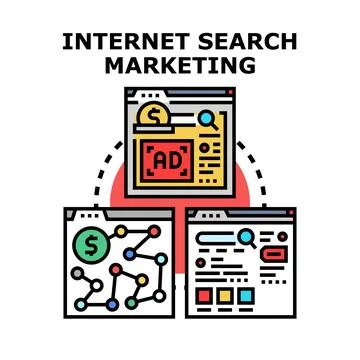 Internet search marketing optimizing ad placement strategy Stock Illustration