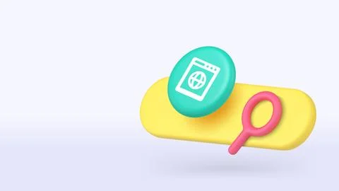 Internet searching information browser link network website 3d icon banner .. Stock Illustration