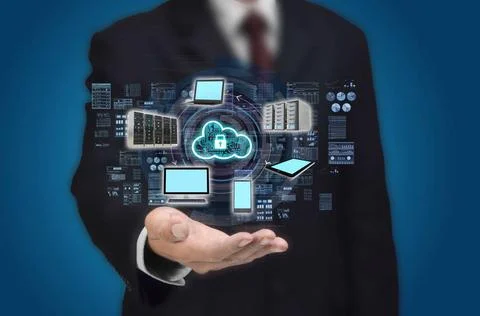  Internet secure cloud concept Businessman hand showing a secure internet ... 스톡 사진