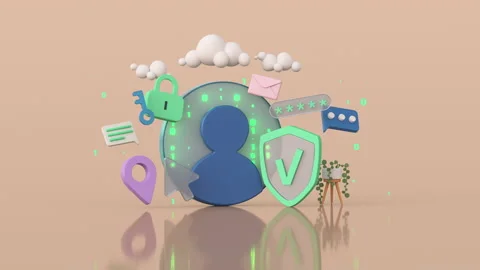 Internet security and cyber protection metaphor 3D render animation Stock Footage 232373768