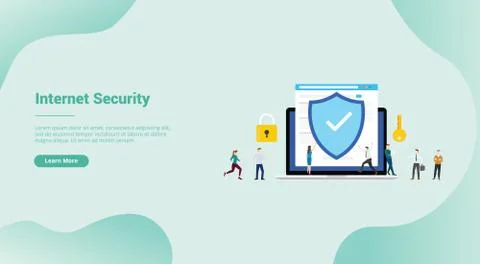 Internet security and data digital protection for website template or landing Stock Illustration