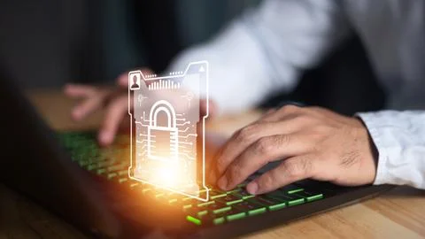 Internet security and data protection concept, blockchain and cybersecurity Stock Photos