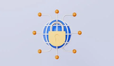 Internet security and Network Security 3d illustration Stock Illustration