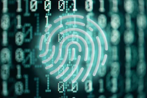 Internet security and privacy concept with glowing fingerprint symbol イラスト素材
