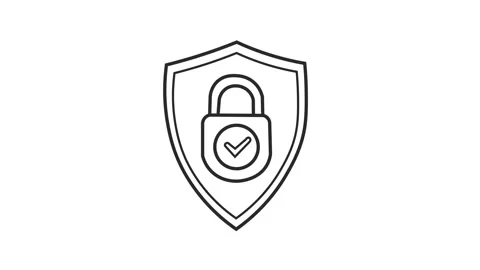 Internet Security and Protection Icon Animation with Linear symbol of Prote.. Stock Footage 304774024