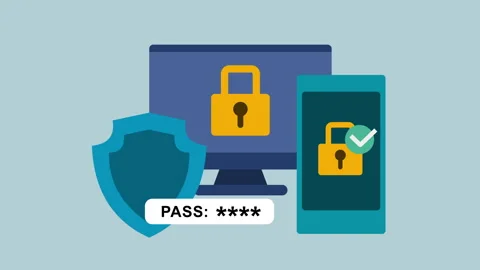 Internet Security And Virus Protection Icons 2d Animation with Alpha Matte Stock Footage 345013471