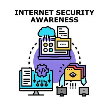 Internet security awareness protecting digital data from threats Illustrazione stock