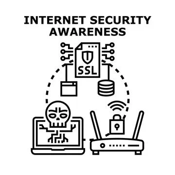 Internet security awareness protecting digital data concept Stockillustratie