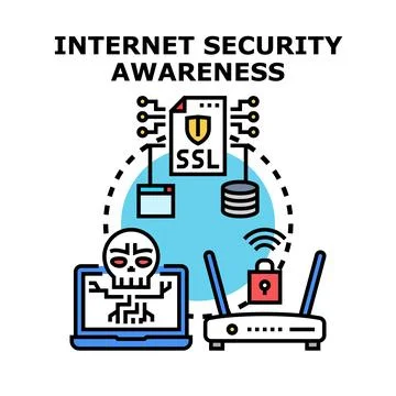 Internet security awareness protecting digital data concept イラスト素材
