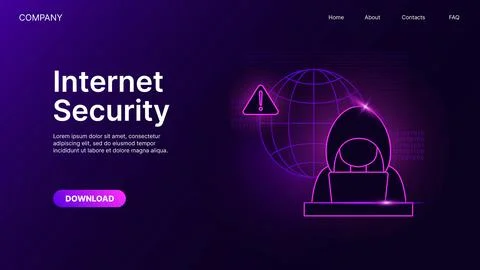 Internet Security Banner. Website Page Template for Antivirus or Spyware Stock Illustration