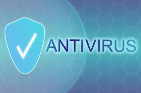 Internet security. Blue background with digital shield and sphere. Antivirus  Stock Photos