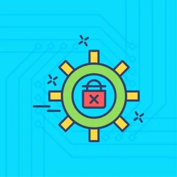 Internet security colored icons with blue background 스톡 일러스트
