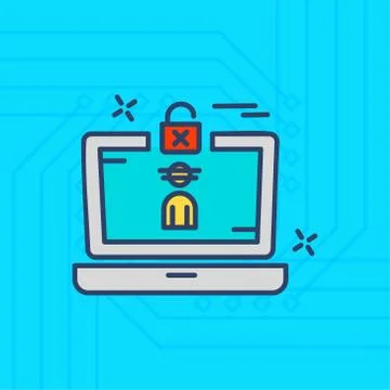 Internet security colored icons with blue background Illustrazione stock